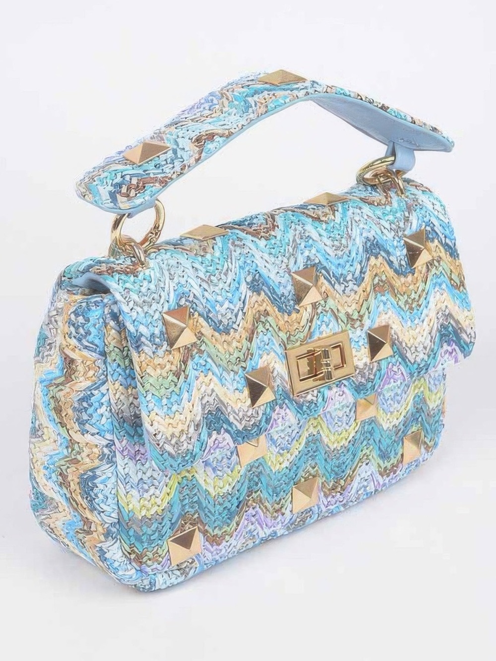 Faux Straw Flap Top Handle Bag - Picture 2 of 6